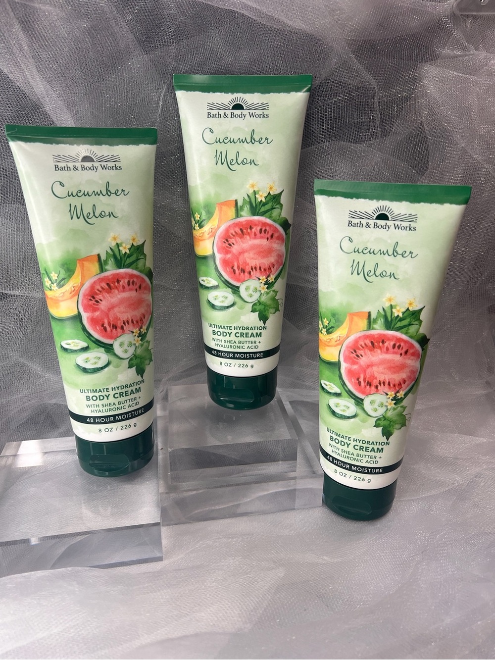 Set of 3 Bath & Body Works Cucumber Melon Ultimate Hydrating Body Cream (FL1111)